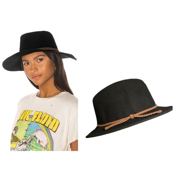 Hat Attack Accessories - NEW Hat Attack Wool Felt Leather Braided Tie Medium Brim Black Fedora Hat OS